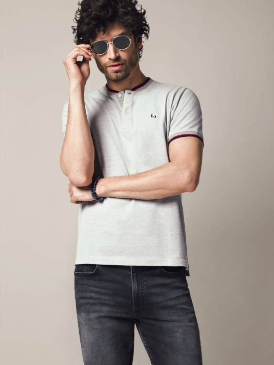 Zdjęcie produktu Koszulka Polo Bawełniana Jasnoszara Steve Lancerto Szary