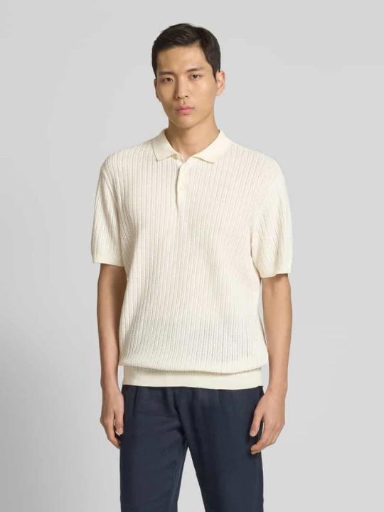 Zdjęcie produktu Koszulka polo kroju regular fit z fakturowanym wzorem model ‘Karl’ Casual Friday Złamany biały