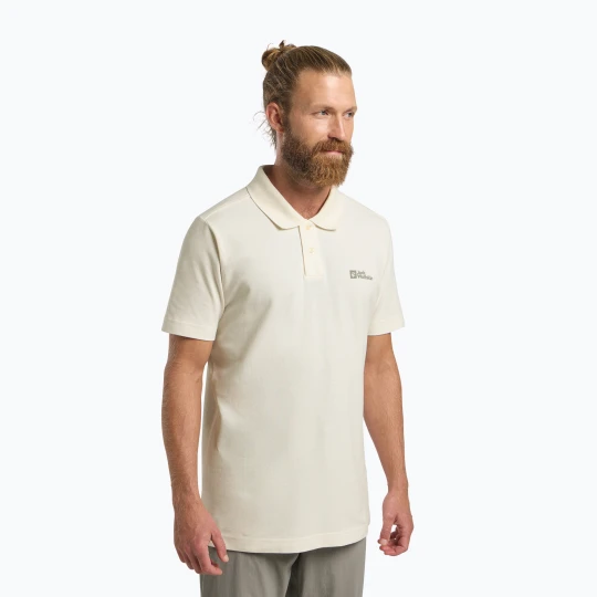 Zdjęcie produktu Koszulka polo męska Jack Wolfskin Essential cotton white Beżowy
