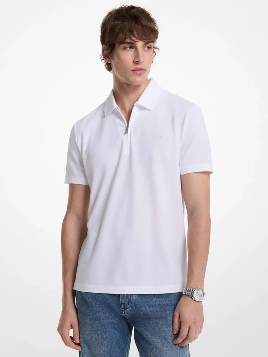 Zdjęcie produktu Koszulka polo na zamek z piki z mieszanki bawełny Michael Kors BIAŁY (Biały)