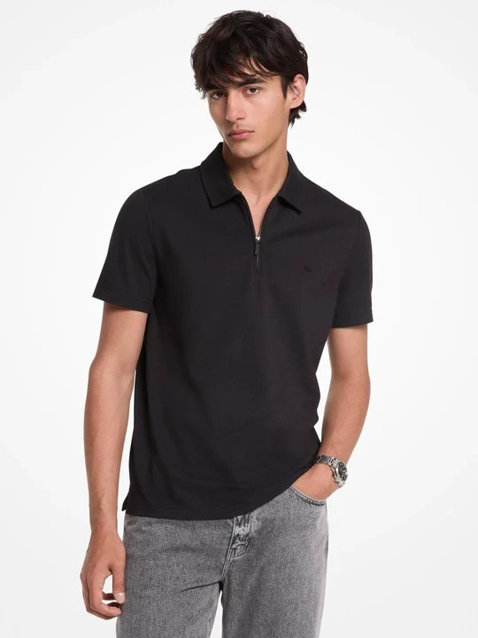 Zdjęcie produktu Koszulka polo na zamek z piki z mieszanki bawełny Michael Kors CZARNY (Czarny)