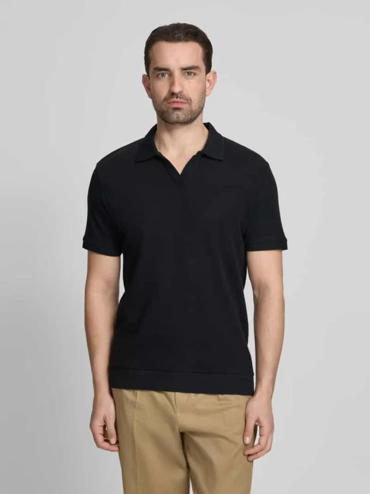 Zdjęcie produktu koszulka polo o kroju comfort fit z dekoltem w serek lindbergh Czarny