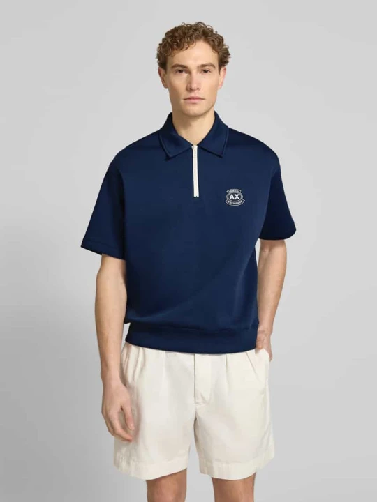 Zdjęcie produktu koszulka polo o kroju loose fit z wyhaftowanym logo Armani Exchange Niebieski