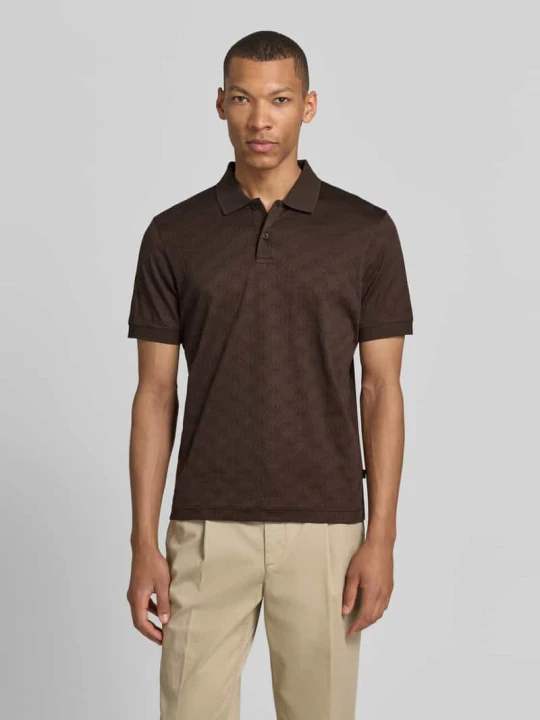 Zdjęcie produktu Koszulka polo o kroju nowoczesnym z fakturowanym wzorem model 'Roberto' JOOP! Czekoladowy