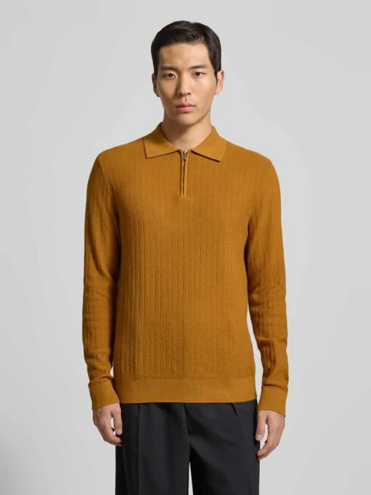 Zdjęcie produktu Koszulka polo o kroju oversized z czystej bawełny model ‘CRAN’ Selected Mosiądzowy