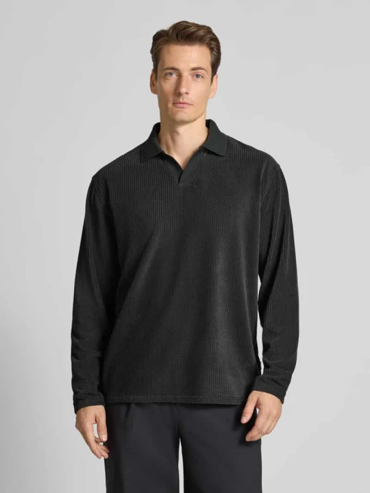 Zdjęcie produktu Koszulka polo o kroju oversized z fakturowanym wzorem lindbergh Czarny
