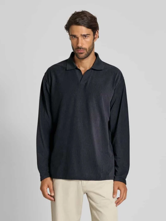 Zdjęcie produktu Koszulka polo o kroju oversized z fakturowanym wzorem lindbergh Ciemnoniebieski