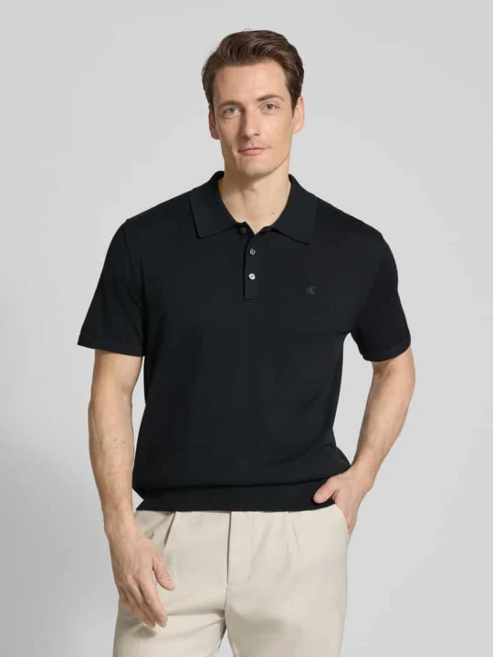 Zdjęcie produktu Koszulka polo o kroju regular fit o wyglądzie dzianiny model 'Supima' Calvin Klein Czarny