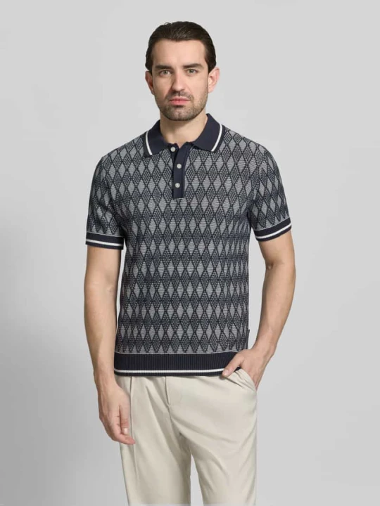 Zdjęcie produktu Koszulka polo o kroju regular fit we wzór na całej powierzchni Jack&Jones Granatowy