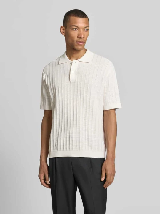Zdjęcie produktu koszulka polo o kroju regular fit z bawełnianej dzianiny model 'DANE' Selected Homme Złamany biały melanż