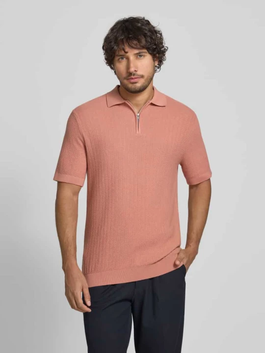 Zdjęcie produktu koszulka polo o kroju regular fit z czystej bawełny model 'CRAN' Selected Koralowy