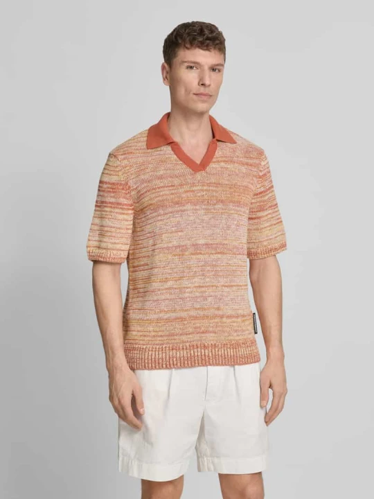 Zdjęcie produktu koszulka polo o kroju regular fit z czystej bawełny ekologicznej model 'YARNMIX' ARMEDANGELS Pomarańczowy
