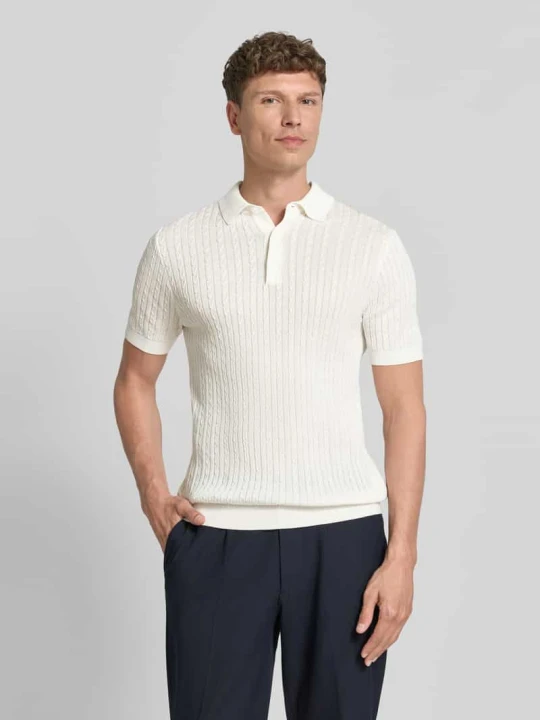Zdjęcie produktu koszulka polo o kroju regular fit z czystej bawełny model 'ADRIAN-CA' Strellson Złamany biały