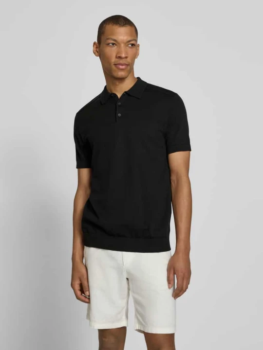 Zdjęcie produktu Koszulka polo o kroju regular fit z czystej bawełny model 'BERG' Selected Homme Czarny