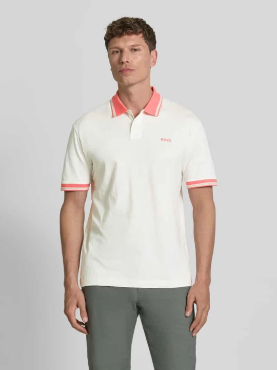 Zdjęcie produktu koszulka polo o kroju regular fit z czystej bawełny model 'BLOCKS' Boss Złamany biały