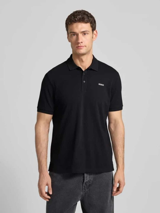 Zdjęcie produktu Koszulka polo o kroju regular fit z czystej bawełny Model 'DONOS222' Hugo Czarny