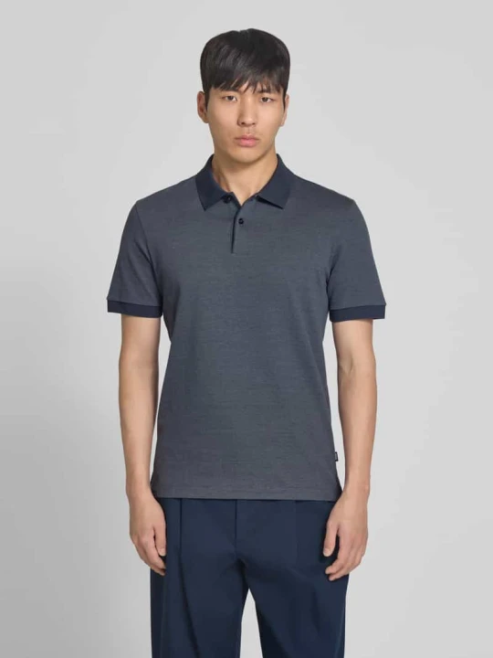 Zdjęcie produktu koszulka polo o kroju regular fit z czystej bawełny model 'H-PARLAY 102' Boss Ciemnoniebieski