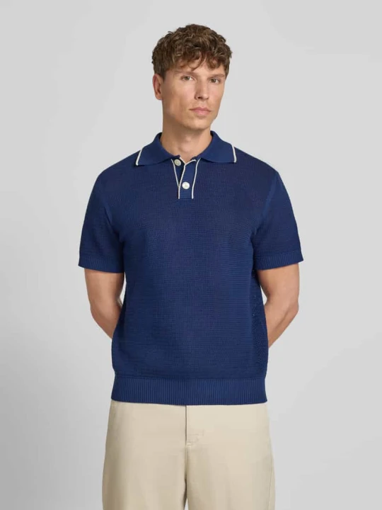 Zdjęcie produktu Koszulka polo o kroju regular fit z czystej bawełny model 'JESSE' Selected Ciemnoniebieski