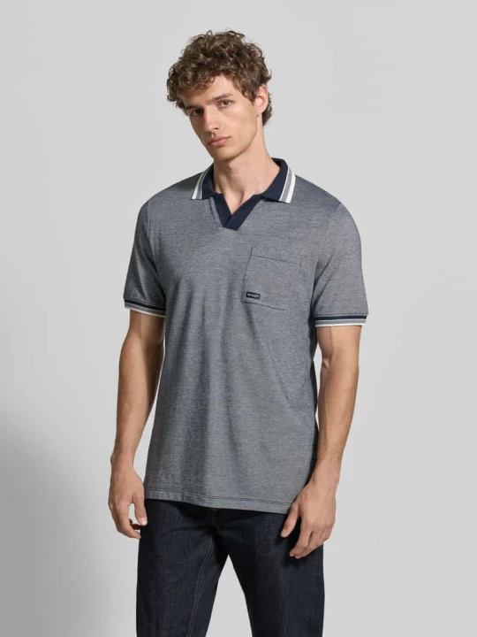 Zdjęcie produktu Koszulka polo o kroju regular fit z czystej bawełny model 'OPEN COLLAR POLO' s.Oliver Granatowy