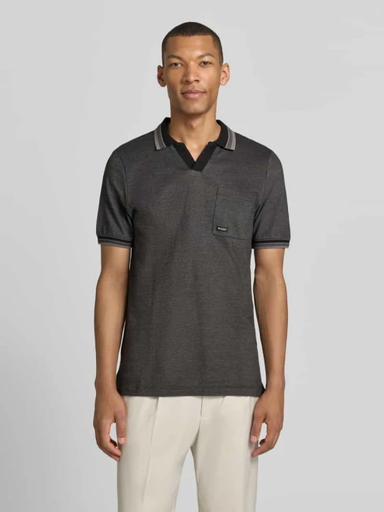 Zdjęcie produktu Koszulka polo o kroju regular fit z czystej bawełny model 'OPEN COLLAR POLO' s.Oliver Antracytowy