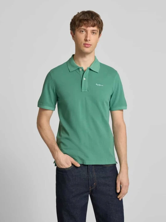 Zdjęcie produktu koszulka polo o kroju regular fit z czystej bawełny model 'OSCAR' Pepe Jeans Ciemnozielony