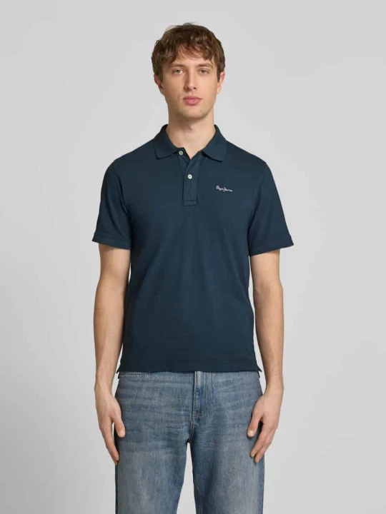 Zdjęcie produktu koszulka polo o kroju regular fit z czystej bawełny model 'OSCAR' Pepe Jeans Ciemnoniebieski
