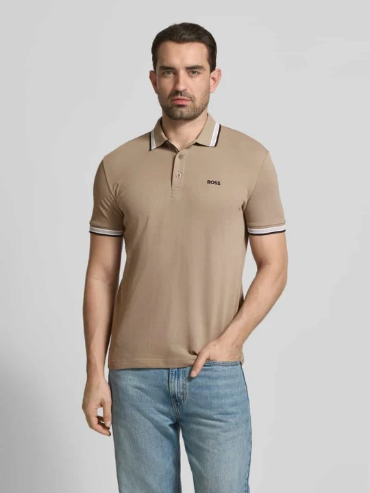 Zdjęcie produktu Koszulka polo o kroju regular fit z czystej bawełny model „PADDY” Boss Khaki