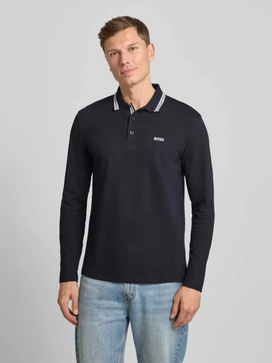 Zdjęcie produktu Koszulka polo o kroju regular fit z czystej bawełny model ‘PLISY’ Boss Granatowy