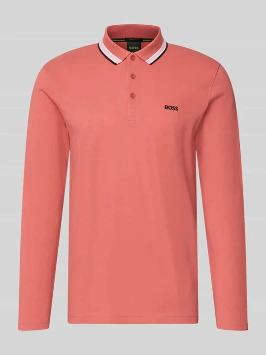 Zdjęcie produktu koszulka polo o kroju regular fit z czystej bawełny model 'Plisy' Boss Mocnoróżowy