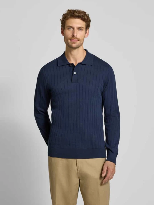 Zdjęcie produktu koszulka polo o kroju regular fit z czystej bawełny model 'TORINO' Selected Ciemnoniebieski