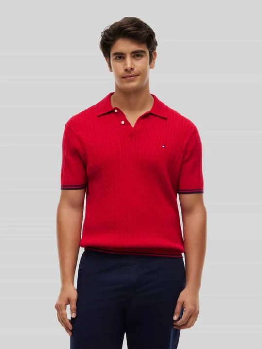 Zdjęcie produktu Koszulka polo o kroju regular fit z czystej bawełny Tommy Hilfiger Czerwony