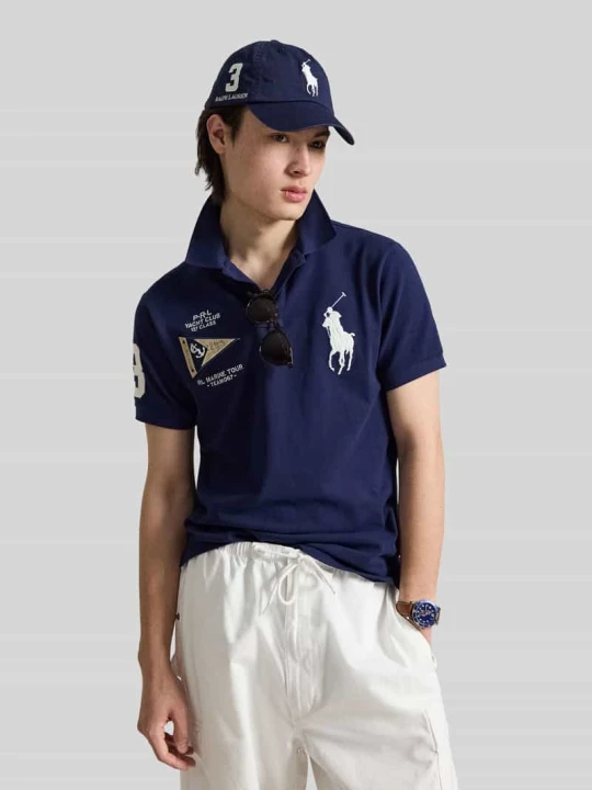 Zdjęcie produktu Koszulka polo o kroju regular fit z czystej bawełny z haftami Polo Ralph Lauren Granatowy