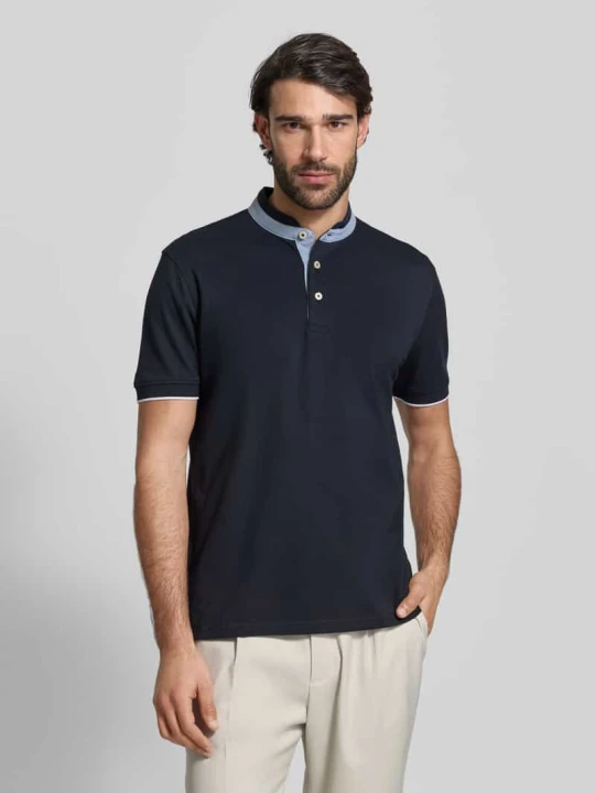 Zdjęcie produktu Koszulka polo o kroju regular fit z czystej bawełny ze stójką Christian Berg Granatowy