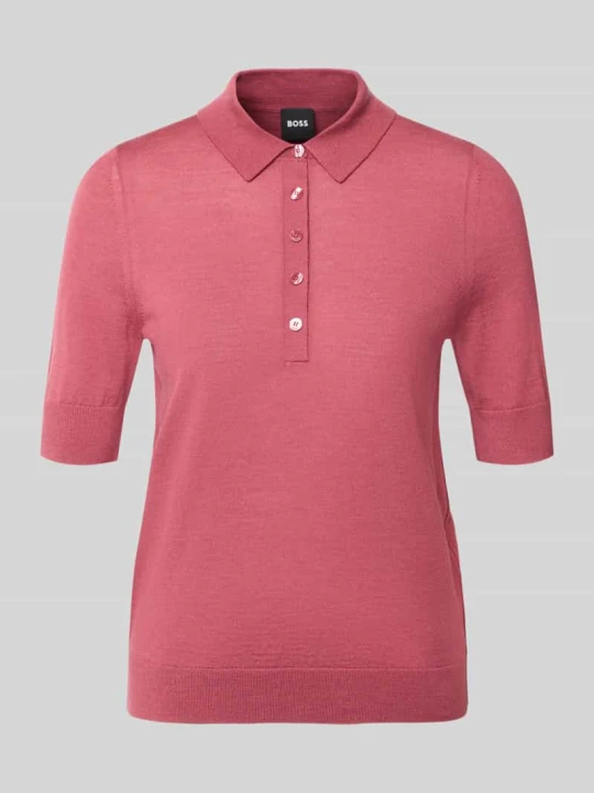 Zdjęcie produktu koszulka polo o kroju regular fit z czystej żywej wełny model 'Fidenka' Boss Brudnoróżowy