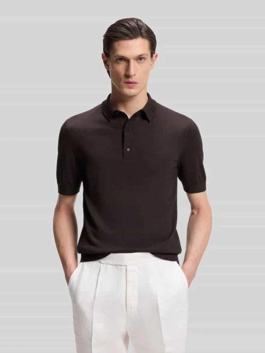 Zdjęcie produktu koszulka polo o kroju regular fit z czystej żywej wełny model 'NOLANO' Boss Średniobrązowy