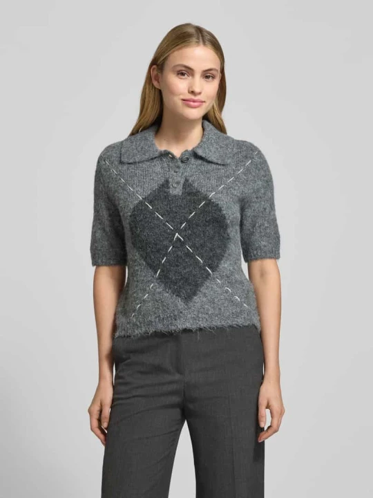 Zdjęcie produktu Koszulka polo o kroju regular fit z dzianiny z dodatkiem wełny model ‘BLISS’ Vero Moda Średnioszary