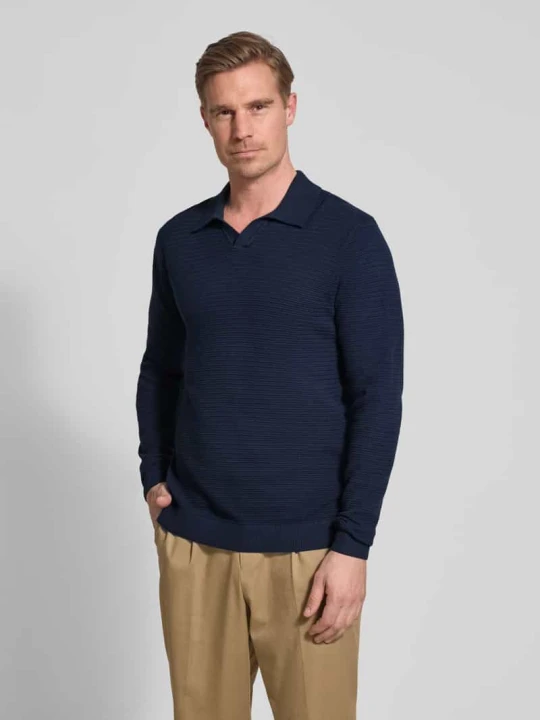 Zdjęcie produktu Koszulka polo o kroju regular fit w dzianinowym wyglądzie model 'Riley' Jack&Jones Granatowy