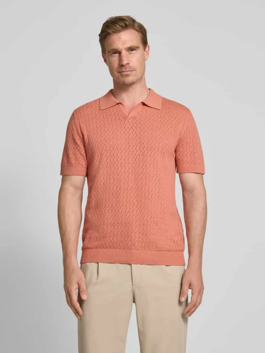 Zdjęcie produktu Koszulka polo o kroju regular fit z efektem szydełkowym model ‘LINO’ Selected Homme Brudnoróżowy