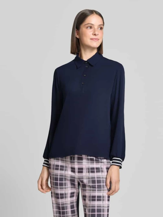 Zdjęcie produktu koszulka polo o kroju regular fit z elastycznymi wykończeniami rękawów Marc Cain Granatowy