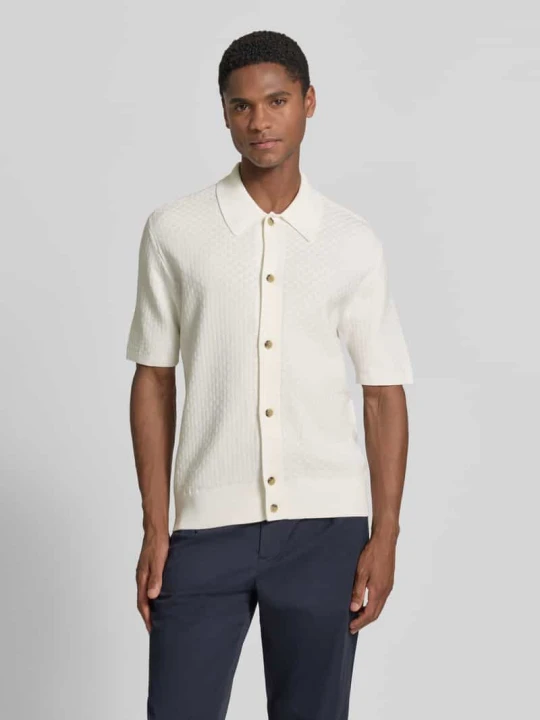 Zdjęcie produktu Koszulka polo o kroju regular fit z fakturowanym wzorem model 'ARAAWEN' Tiger Of Sweden Złamany biały
