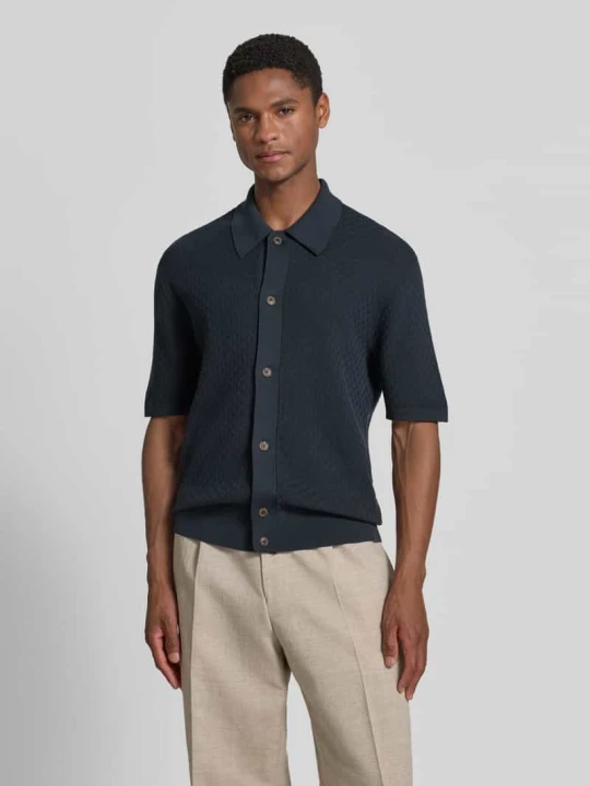 Zdjęcie produktu Koszulka polo o kroju regular fit z fakturowanym wzorem model 'ARAAWEN' Tiger Of Sweden Granatowy