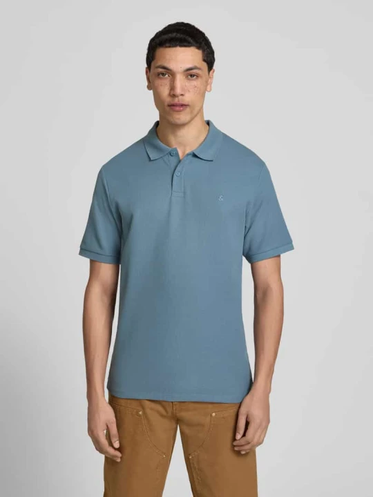 Zdjęcie produktu koszulka polo o kroju regular fit z fakturowanym wzorem model 'AUSTIN' Jack&Jones Jeansowy niebieski