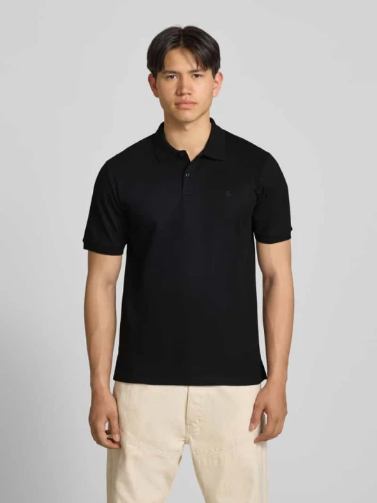 Zdjęcie produktu koszulka polo o kroju regular fit z fakturowanym wzorem model 'AUSTIN' Jack&Jones Czarny