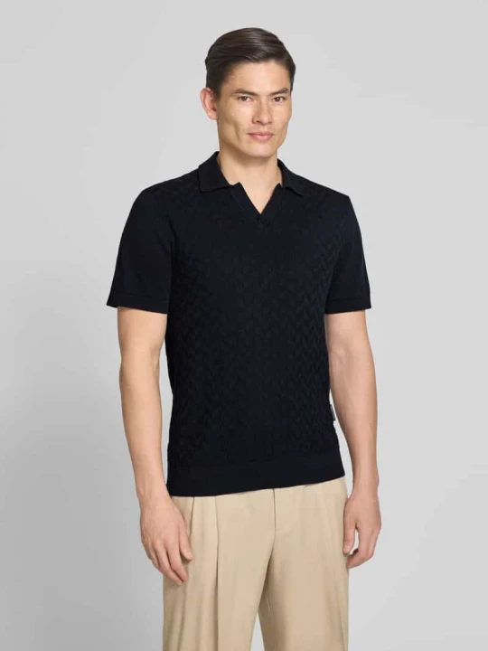 Zdjęcie produktu koszulka polo o kroju regular fit z fakturowanym wzorem model 'DYRVIK' Casual Friday Ciemnoniebieski