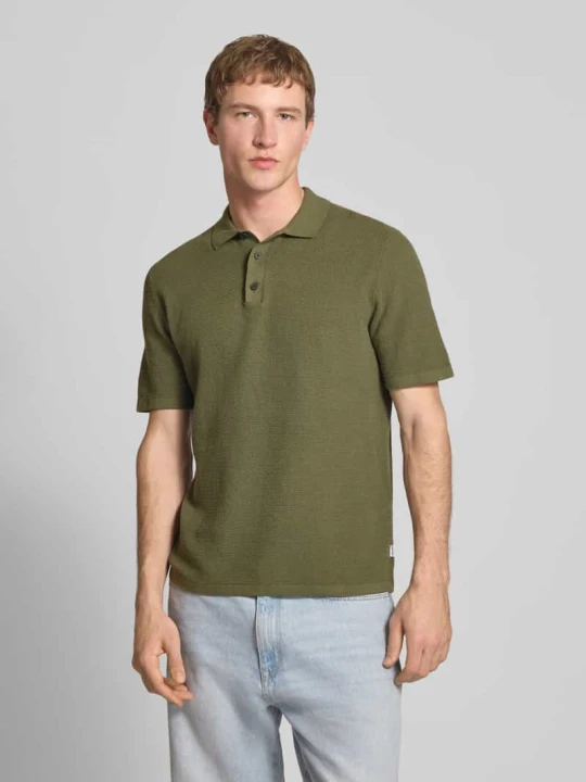 Zdjęcie produktu koszulka polo o kroju regular fit z fakturowanym wzorem model 'GEORGE' Jack&Jones Oliwkowy