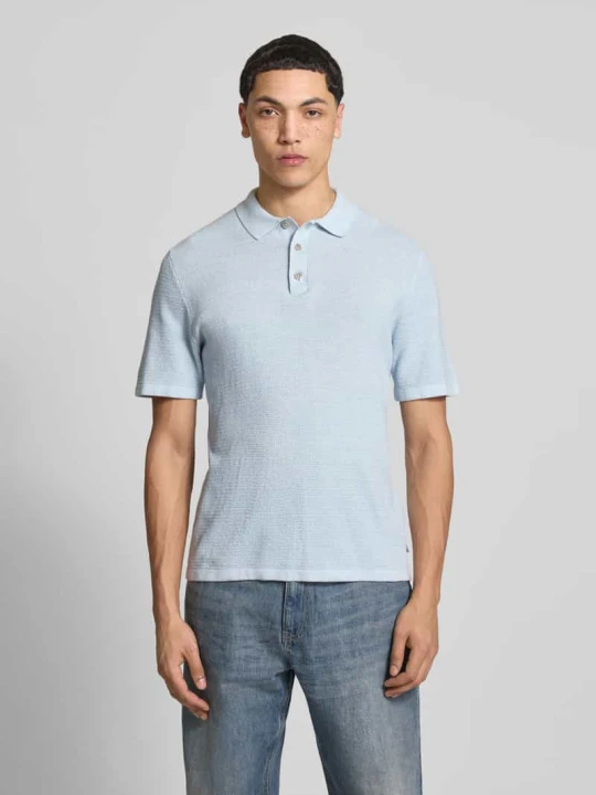 Zdjęcie produktu koszulka polo o kroju regular fit z fakturowanym wzorem model 'GEORGE' Jack&Jones Jasnoniebieski melanż