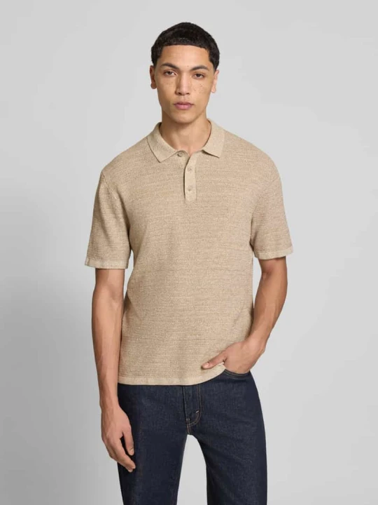 Zdjęcie produktu koszulka polo o kroju regular fit z fakturowanym wzorem model 'GEORGE' Jack&Jones Beżowy melanż