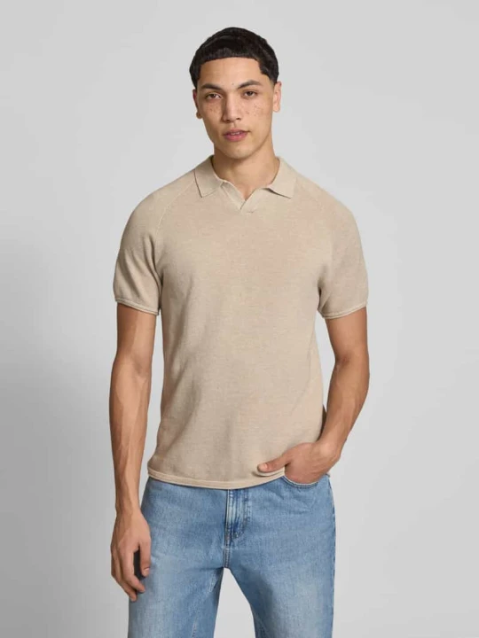 Zdjęcie produktu koszulka polo o kroju regular fit z fakturowanym wzorem model 'HILL' Jack&Jones Beżowy