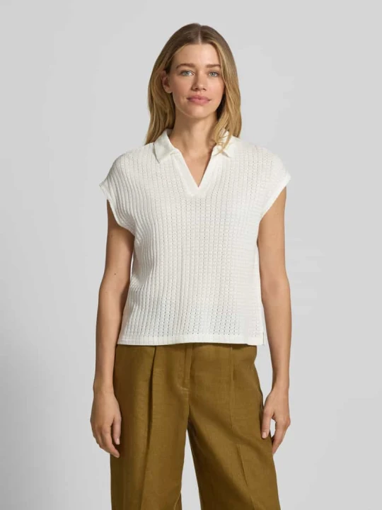 Zdjęcie produktu koszulka polo o kroju regular fit z fakturowanym wzorem model 'Kimena' Someday Złamany biały