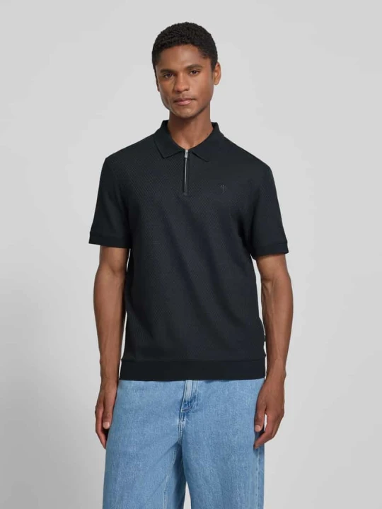 Zdjęcie produktu koszulka polo o kroju regular fit z fakturowanym wzorem model 'Tibaris' JOOP! Granatowy